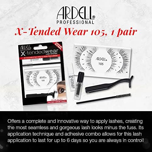 Ardell False Eyelashes X-Tended Wear 105 Black Natural Lash Clusters Personalised Lasts Up To 6 Days Seamless Vegan-Friendly Eyelashes