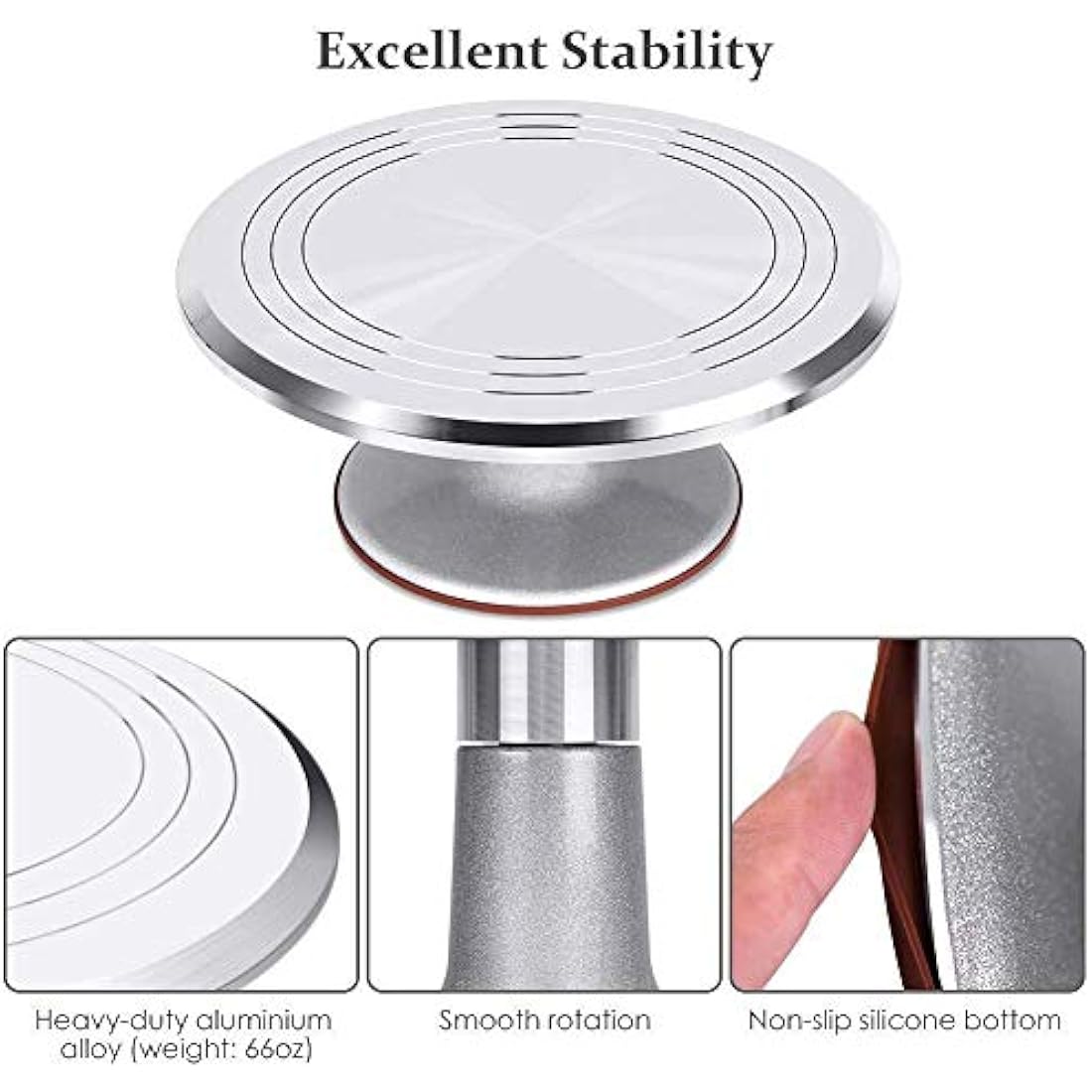 12 Inch Rotating Cake Turntable, Aluminium Alloy Revolving Cake Stand for Cake, Cupcake Decorating Supplies