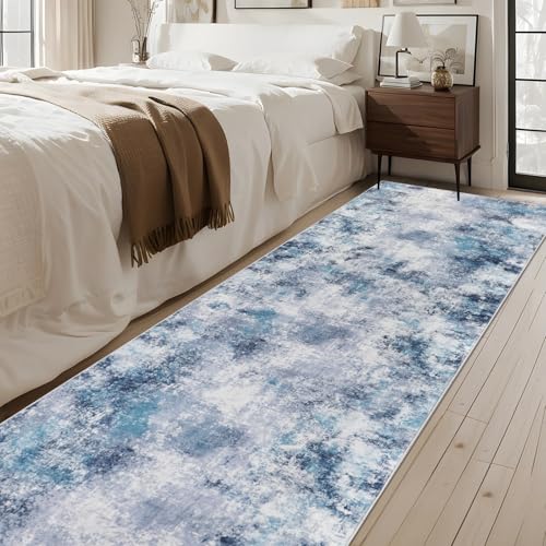 Homcomodar Abstract Hallway Rugs 80x300cm Modern Kitchen Rug Runner Washable Floor Carpet Runner Faux Woolen Throw Rugs bedroom Rug for Laundry