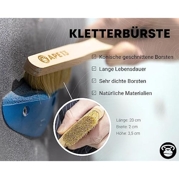 APE13® Chalk Bag zum Klettern und Bouldern (als Set & Einzeln) - inkl. Gurtband, Tasche, Halter für Bürste - Boulder Beutel für Magnesium - Kletter Chalkbag groß für Kalk/Kreide/Magnesia