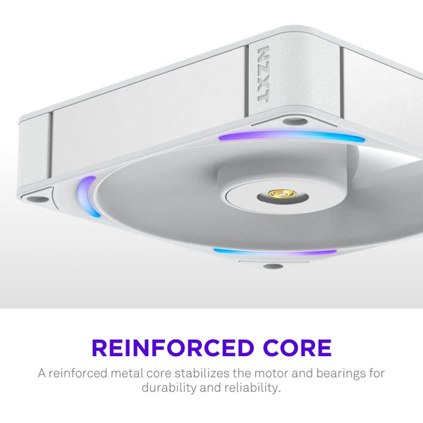NZXT F420 RGB Core - 420mm Single-Frame Fan Unit with 3 x 140mm RGB Fans - Speed & Lighting Control - High Static Pressure & Airflow - Fluid Dynamic Bearings - 8 aRGB LEDs Per Fan - White