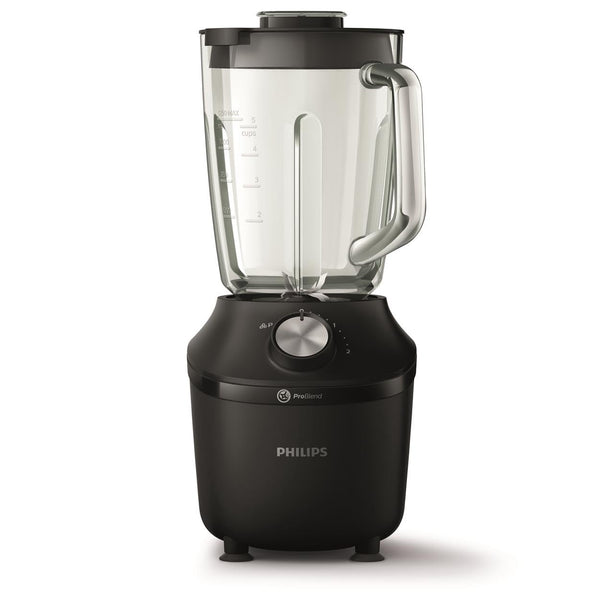 Philips Blender 3000 Series, ProBlend System, 2L Maximum Capacity, 1.25L Effective Capacity, 600W, 2 Speed Settings & Pulse, Glass Jar, Black