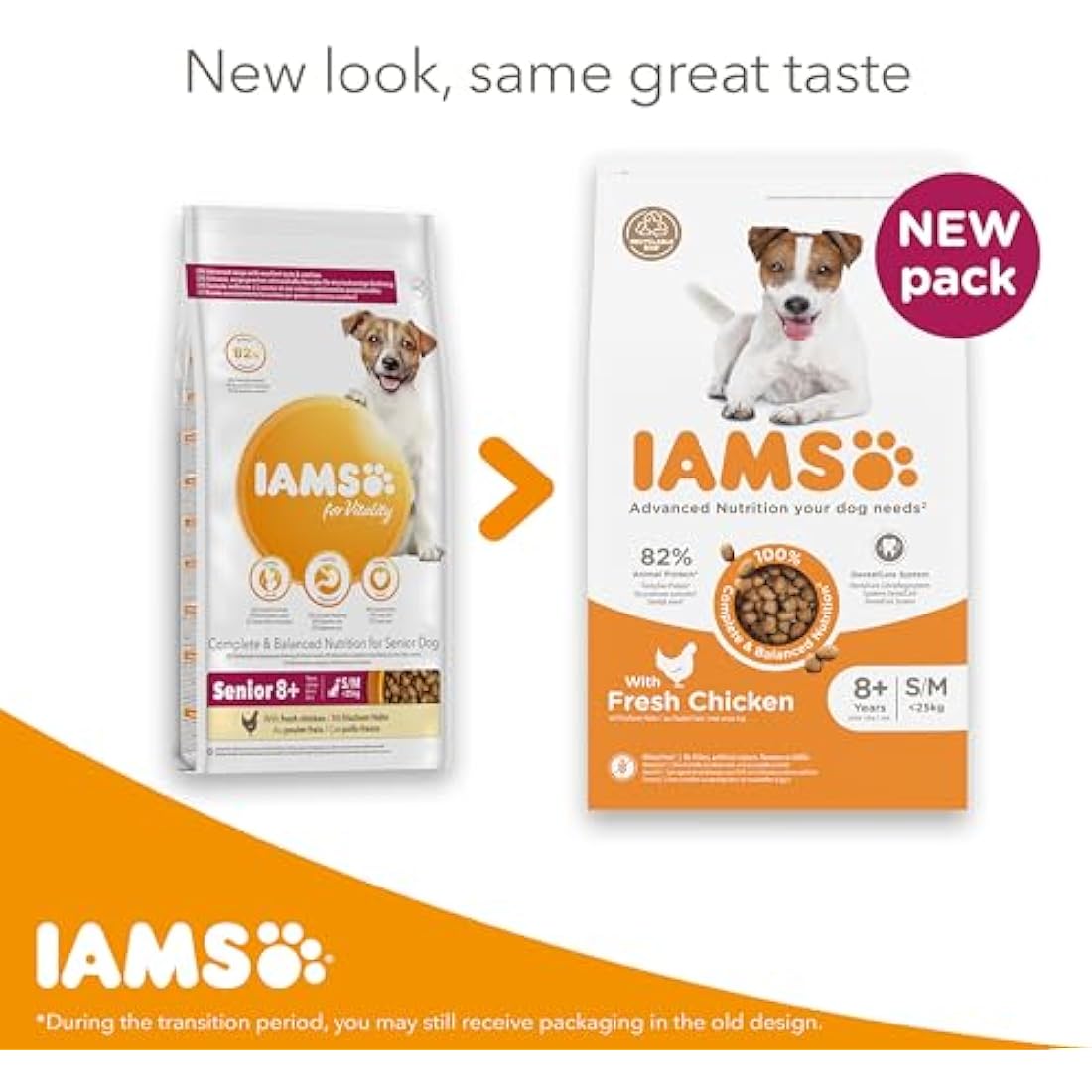 IAMS Senior Small Medium Complete Dry Dog Food Chicken 12kg - With DentalCare System
