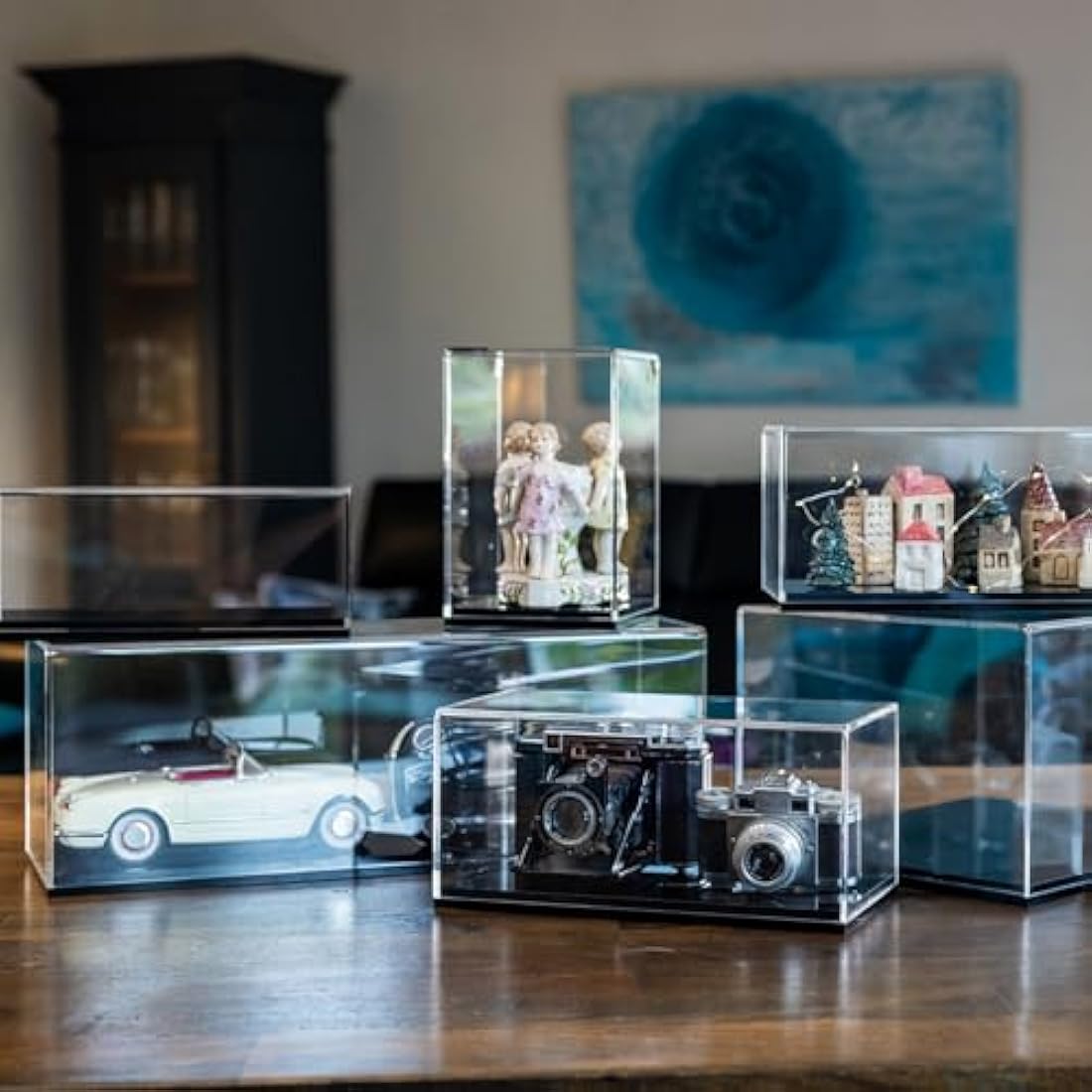 HMF 46800900 Acrylic Display Case for Model Cars / Figures, Various Sizes, Transparent, 34 x 14 x 16 cm