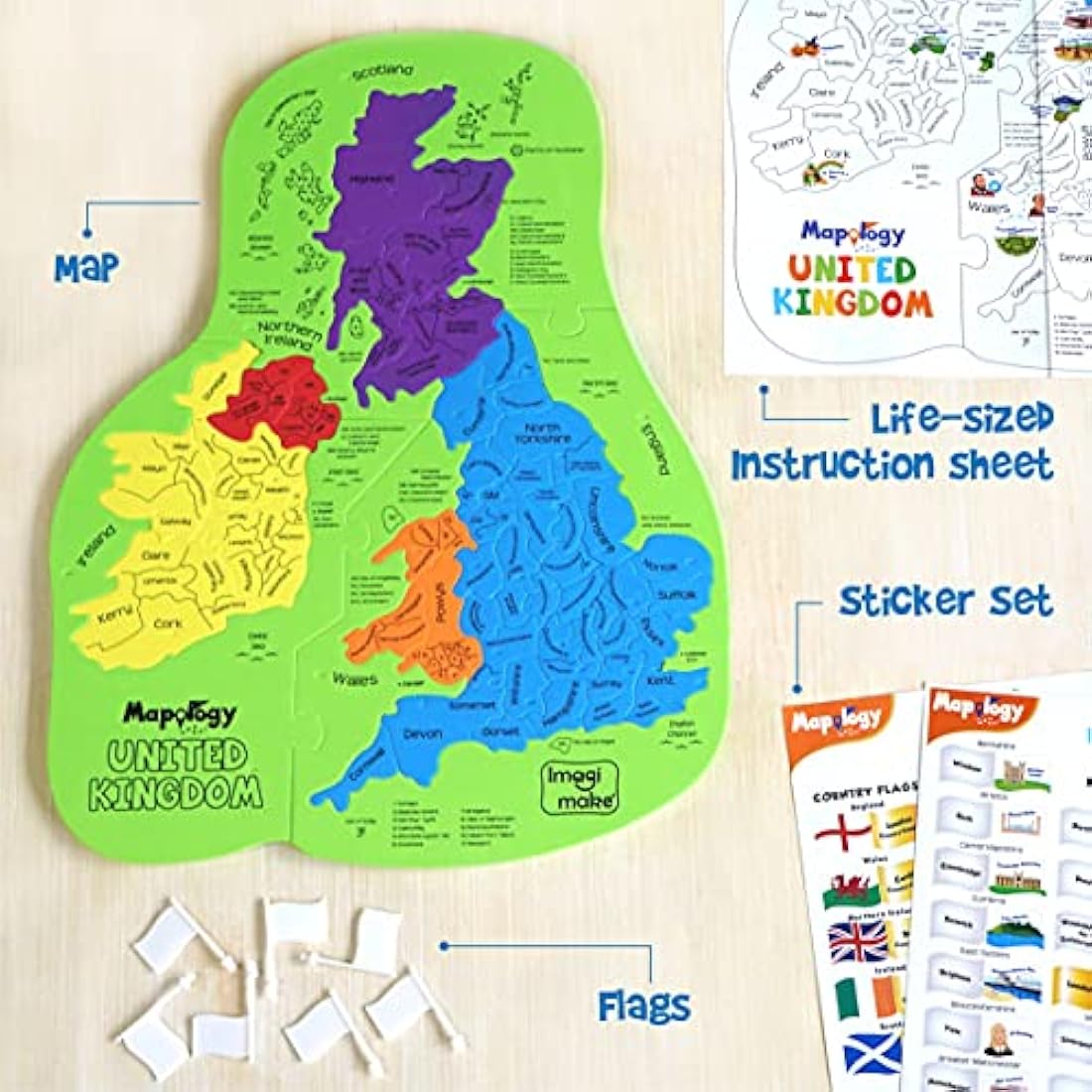 Imagimake Mapology United Kingdom Jigsaw Puzzle for Kids | Flags with Capitals & Fun Facts | Geography Educational Toys & Games | Birthday Gifts for Kids, Boys & Girls Ages 5 6 7 8 9 10 11 12 Years
