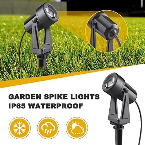 Bomcosy Garden Spotlights Mains Powered, 92FT/28M Landscape Lights, 3000K 27V Spike Light Mains IP65 Waterproof Outdoor Garden Lights Pathway Lighting for Lawn Yard, Patio,Driveway,Party