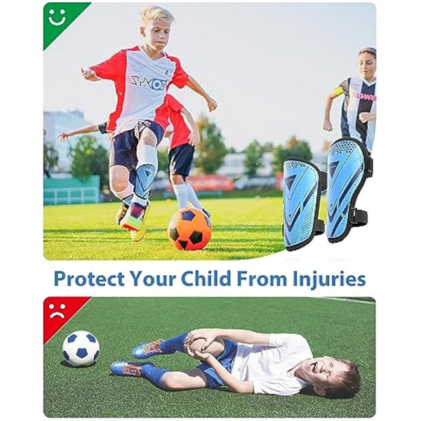 AirsFish Shin Pads Boys CE Certified Kids Football Shin Guards Breathable Non Slip Extended Adjustable Straps Lightweight Soccer Shin Pads for Boys Girls Teens Leg Calf Protective Gear