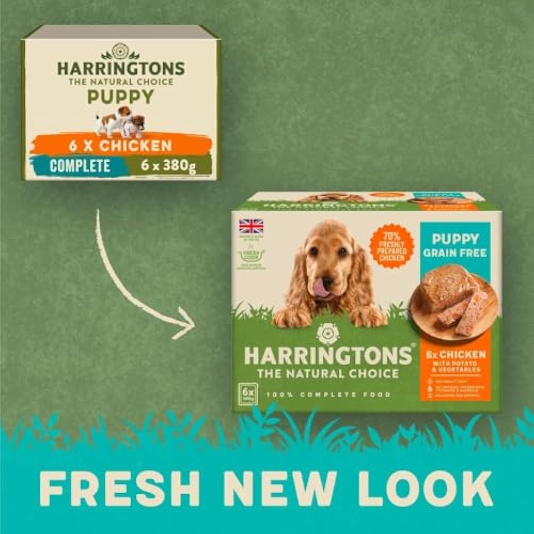 Harringtons Complete Wet Tray Grain Free Hypoallergenic Puppy Food 6x380g - Chicken & Potato- Made with All Natural Ingredients