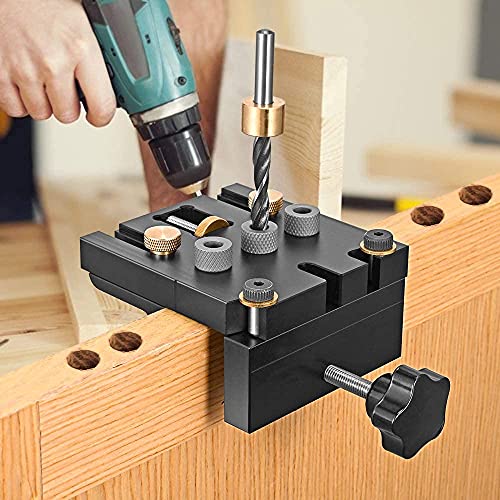 GJCrafts Woodworking Doweling Jig Kit 3 in 1 Pocket Hole Jig Kit Toolwith Positioning Clip Adjustable Drilling Guide Puncher Locator Carpentry Tools DIY Tool for Furniture（ 6/8/10/15mm）