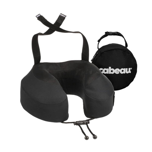 Cabeau Evolution S3 Travel Pillow - Airplane Seat Straps - Ensures Your Head Won't Fall Forward - Relax with Plush Memory Foam - Quick-Dry Fabric Keeps You Cool and Dry (Indigo).., Jet black, S3