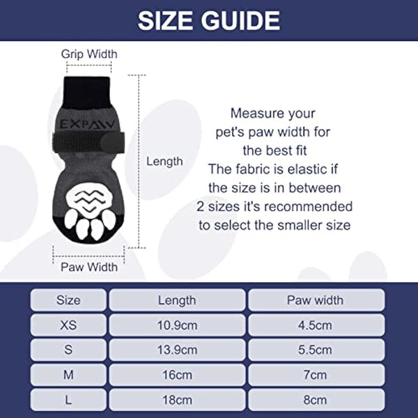 EXPAWLORER Anti Slip Dog Socks with Grips - Dog Paw Protectors Injured Care Stop Licking Traction Control, Indoor Dog Boots with Adjustable Strap Fit for Puppy Small Medium Large Dogs