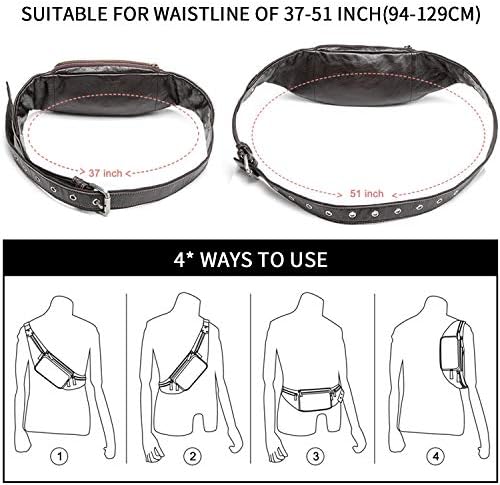 FANDARE Waist Packs Men Sling Bag Waist Pouch Leather Fanny Pack Waterproof Chest Bag Business Travel Running Cycling Sports Crossbody Bag Multipurpose Shoulder Bag