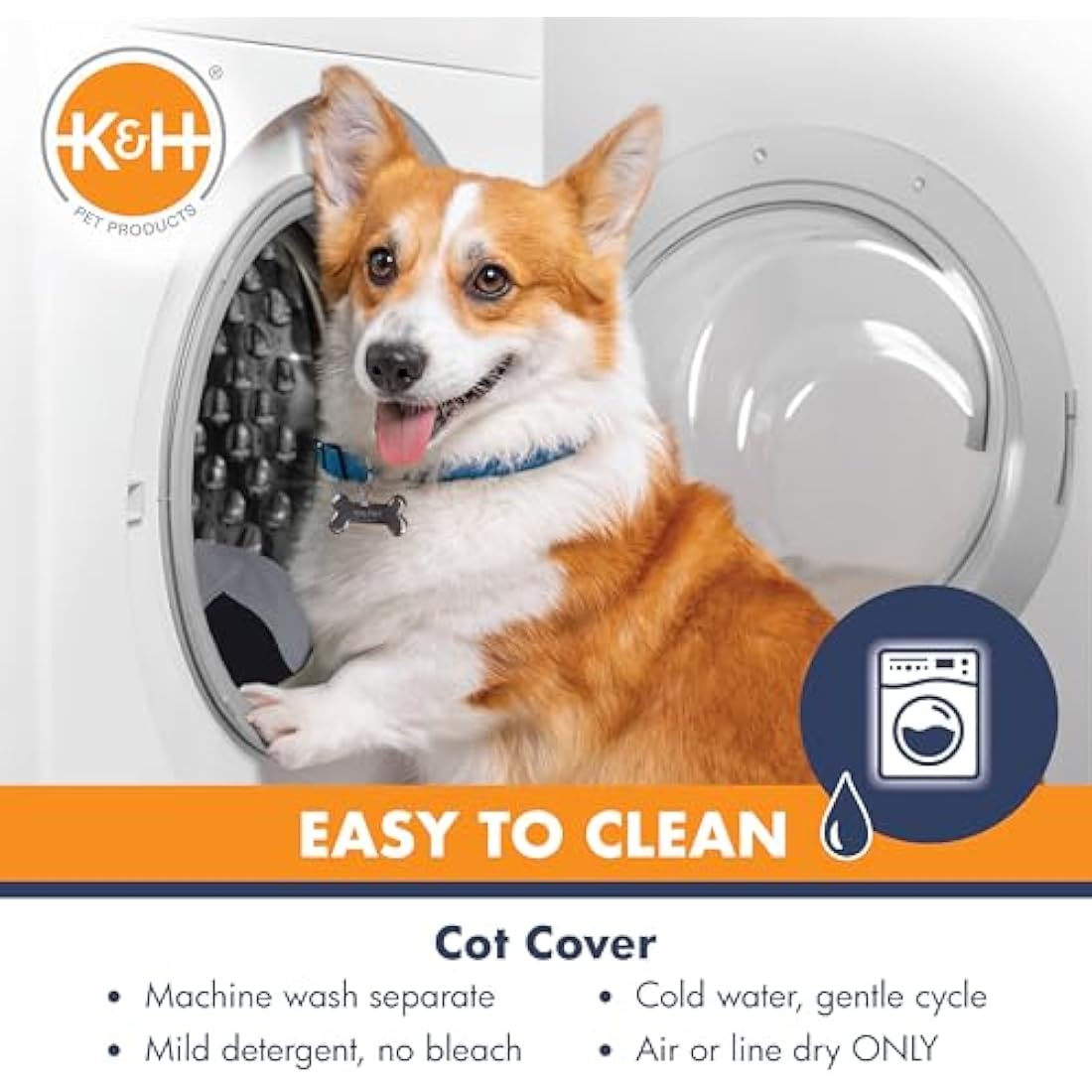 K&H Pet Products Cooling Elevated Dog Bed Outdoor Raised Cot with Washable Breathable Mesh, No-Slip Rubber Feet, Portable Cot Indoor Outdoor, Medium Grey/Black Mesh