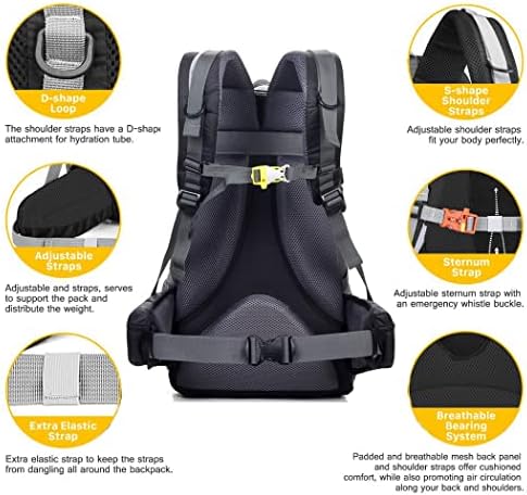 Hiking Backpack Unisex Trekking Backpack Outdoor Sports Rucksack Men and Women,Backpack for Camping Traveling Climbing Mountaineering College Rucksack with Waterproof Rain Cover