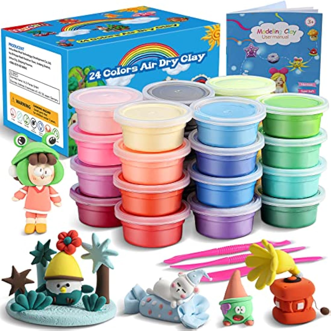 iFergoo Magic Clay 24 Colours Modelling Clay DIY Creative Modelling Dough Modelling Clay Tools
