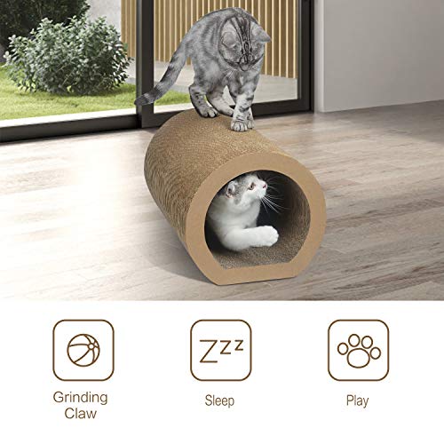 Aibuddy Cat Scratcher, Tunnel Cat Scratching Pad Bed Lounge with Catnip, Durable Cardboard & Construction (50 x 33x 30.5cm)