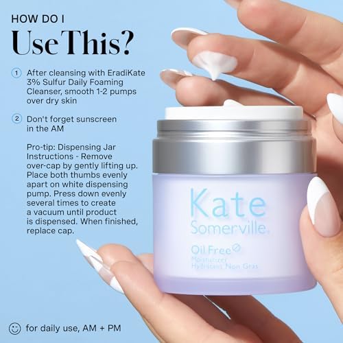 Kate Somerville Oil Free Moisturiser - Clinically Formulated for Oily Skin - Lightweight, Non-Greasy, Fast-Absorbing, Hydrating Daily Face Cream, 50ml