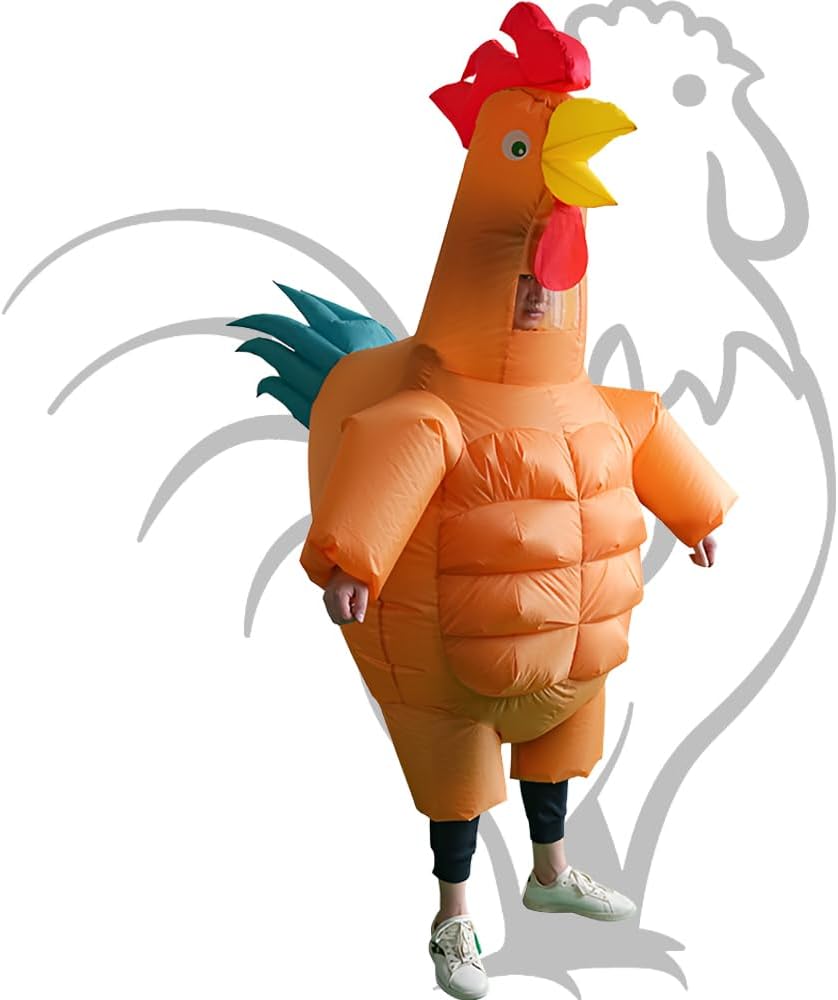 RHYTHMARTS Adult Inflatable Chicken Costume Blow up Chicken Costumes for Adult Rooster Inflatable Costumes Fancy Dress Party Halloween Christmas