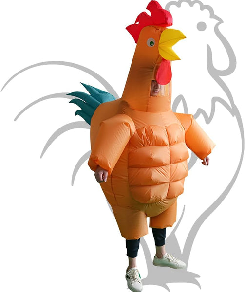RHYTHMARTS Adult Inflatable Chicken Costume Blow up Chicken Costumes for Adult Rooster Inflatable Costumes Fancy Dress Party Halloween Christmas