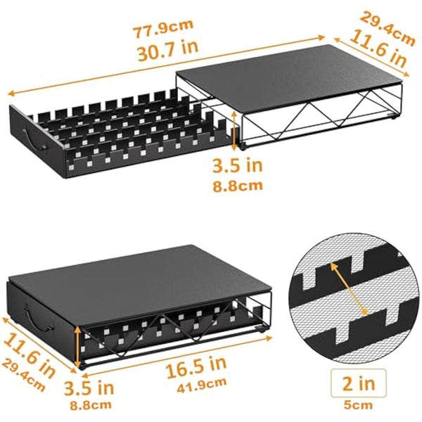 HFHOME Metal Coffee Pod Holder for 50 Nespresso Vertuo Capsules Pods & 50 Dolce Gusto Pods - Nespresso Vertuoline Capsule Drawer Organizer Coffee Machine Stand