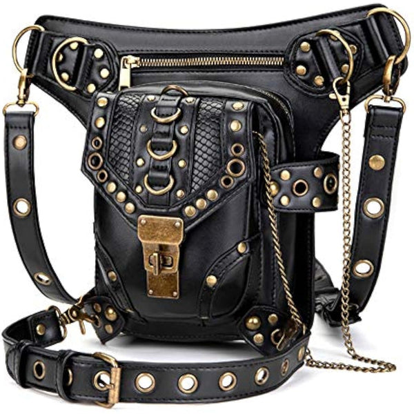 FiveloveTwo® Men Women Multi-Purpose Tactical Drop Leg Arm Bag Pack Hip Belt Waist Messenger Shoulder Fanny Packs Steampunk Bag Wallet Purse Pouch Bag