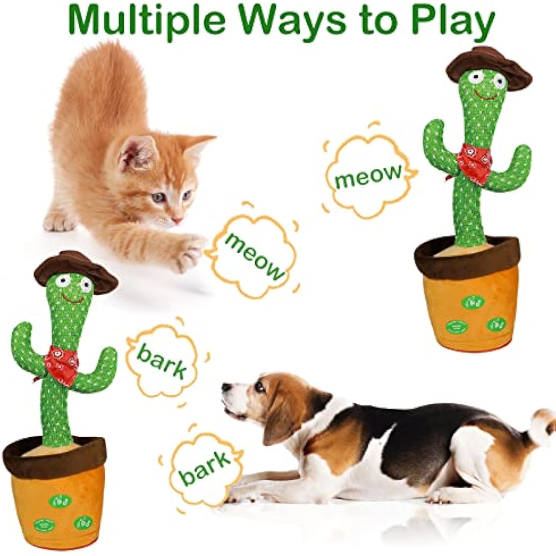 HICAS Dancing Talking Cactus Toy Repeat What You Say Singing Cactus Voice Recorder Baby Toys Volume Control with 120 Songs Funny Children Education Toys, Gifts and Home Decoration