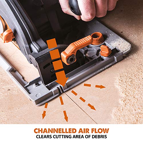 Evolution Power Tools R185CCSX Circular Saw With 1020 mm 3-Piece Track | Multi-Material Blade, Cuts Wood, Metal, Plastic & More | Incl Dust Port Adapter | 185mm (230v)