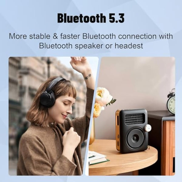 128GB MP3 Player with Bluetooth 5.3, Portable Digital Lossless Music Player with Built-in Speaker, 2.0 in Full Touch Screen, HiFi Sound, FM Radio, Voice Recorder, Earphones Included