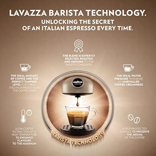 Lavazza, A Modo Mio Tiny Eco, Coffee Capsule Machine, Compact, Compatible with A Modo Mio Coffee Pods, with Automatic Shut-Off, Removable and Adjustable Cup Rest, 1450 W, 220-240 V AC, 50-60 Hz, Black