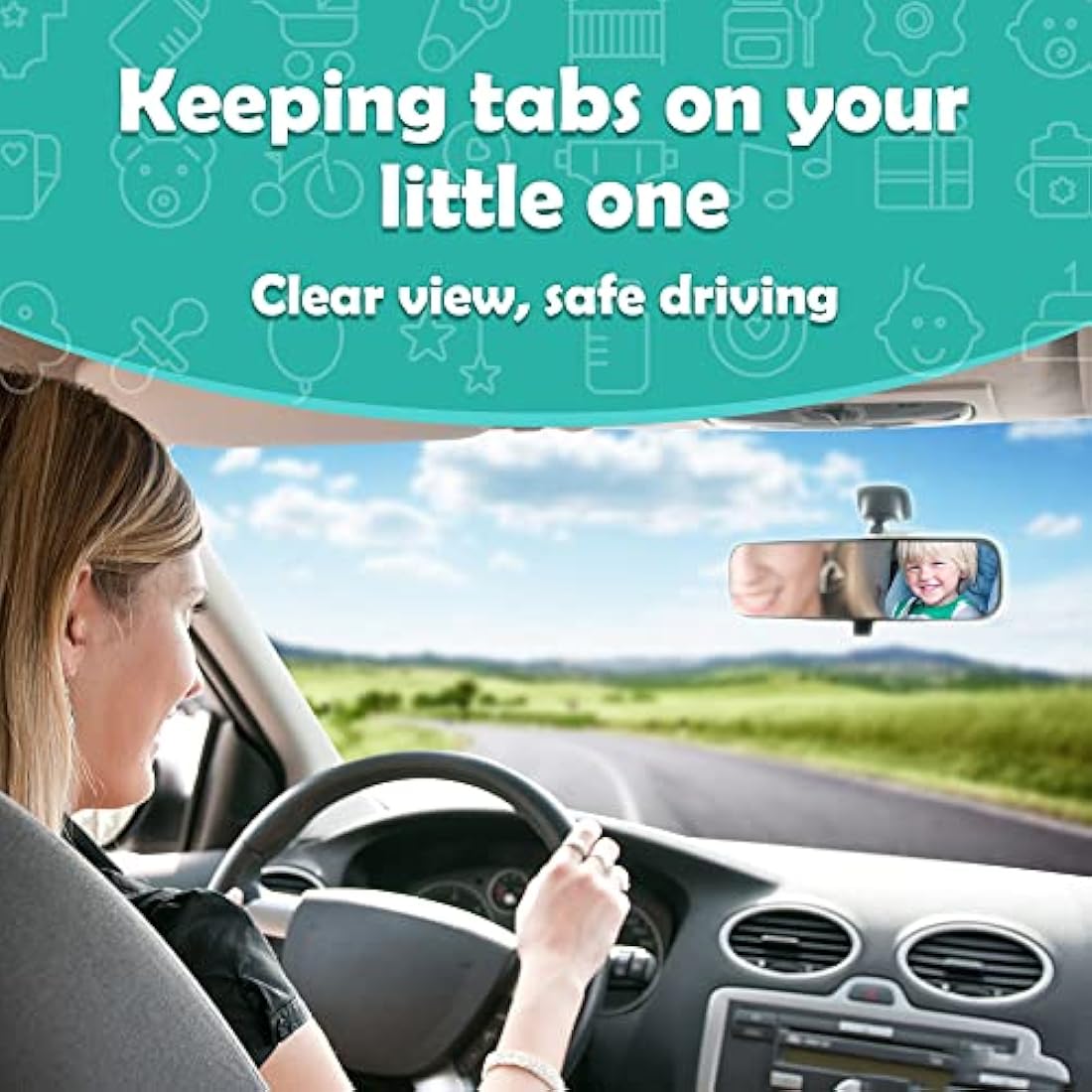 Baby Car Mirror, Rotation Rear Facing Car Seat Mirror with Wide Clear View, Shatterproof & Adjustable Convex Car Back Seat Mirror View Infant, Flexible and Stable