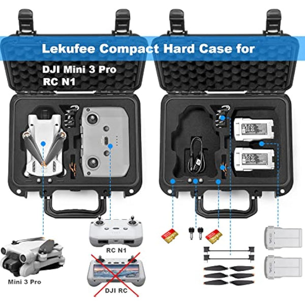 LEKUFEE Waterproof Hard Case for DJI Mini 4 Pro/3/3 Pro Drone,DJI RC N3/N2/N1 & Accessories (Case Only)