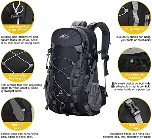 Hiking Backpack Unisex Trekking Backpack Outdoor Sports Rucksack Men and Women,Backpack for Camping Traveling Climbing Mountaineering College Rucksack with Waterproof Rain Cover