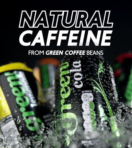 Green Drinks Variety Pack - Low Calorie Sparkling Soft Drinks - Cola, Lemonade, Orange, Cherry - Sweetened with Stevia, No Added Sugar, Natural Caffeine, No Aspartame - Bulk Pack 24 Cans x 330ml