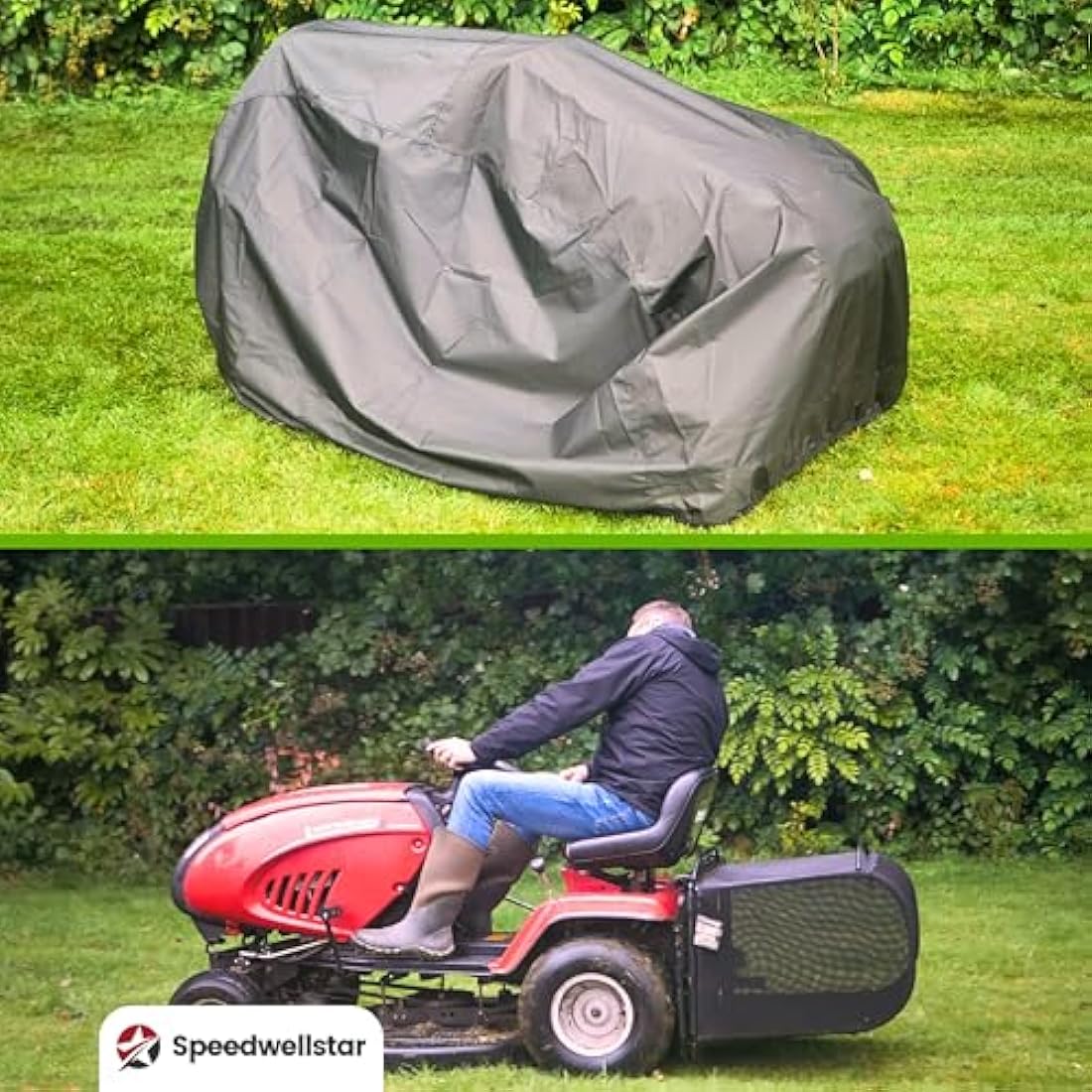Ride Lawn Mower Cover Waterproof Heavy Duty 1.3KG 600d with PU backing 155x110x103 cm Elastic Hem Quad Bike Tractor Outside