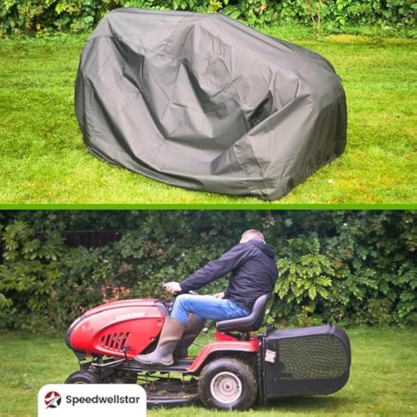 Ride Lawn Mower Cover Waterproof Heavy Duty 1.3KG 600d with PU backing 155x110x103 cm Elastic Hem Quad Bike Tractor Outside