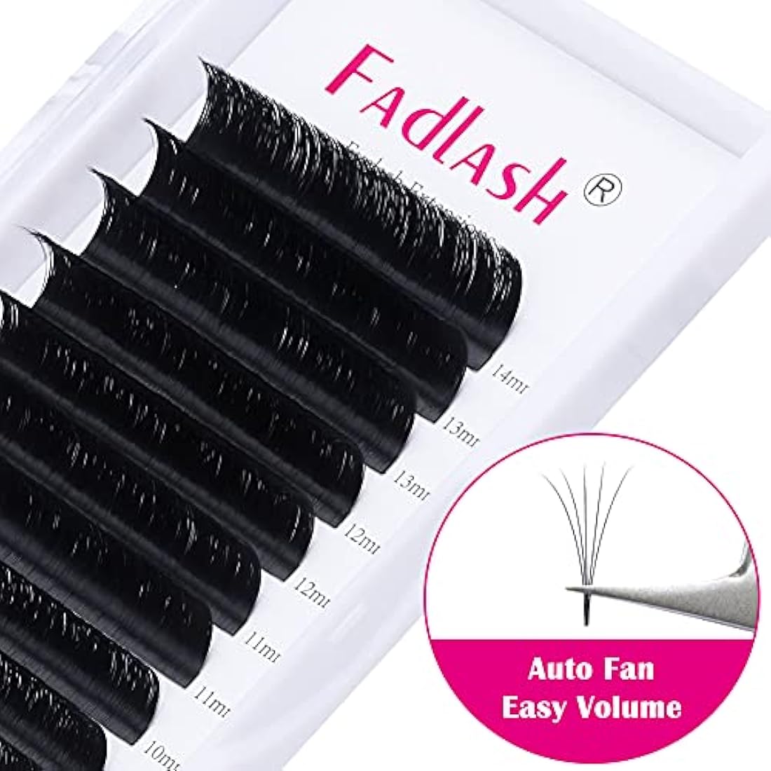 Fadlash Easy Fan Lashes D Curl 0.07 8-14mm Mixed Length Russian Lashes Natural Look Self Fanning Eye Lashes Automatic Blooming Russian Eyelashes Extensions(0.07-D-814)