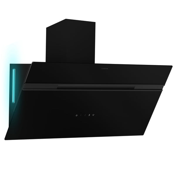 Klarstein Alina 90 Angled Cooker Hood - 600m³/h Air Flow, Touch Panel, LED Backlighting, Quiet 63dB, Energy Class A, 90cm Extractor Hood, Black