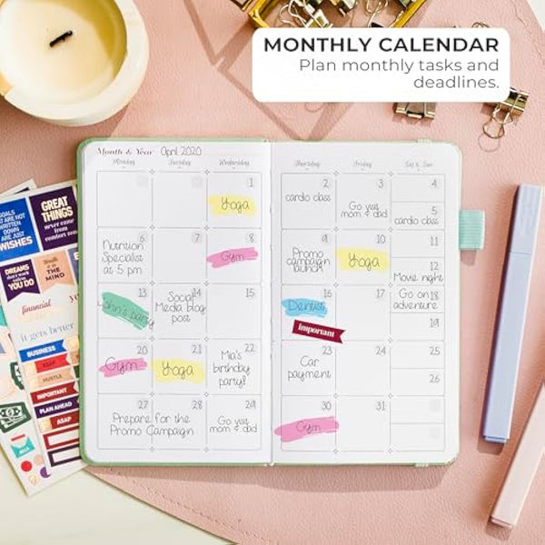 GoGirl Planner and Organizer for Women – Pocket Weekly Planner, Goals Journal & Agenda for Time Management & Productivity. Undated (Mint Green)