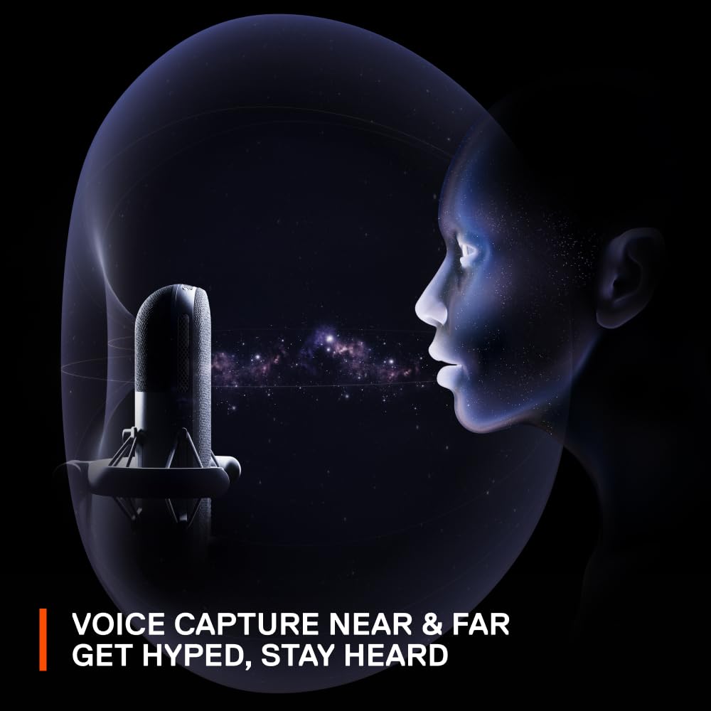 SteelSeries Alias USB Mic for PC — 3x Bigger Capsule for Gaming, Streaming and Podcasting — Sonar for Streamers Audio Software — AI Noise Cancelling — LED Mute & Level Monitoring — Shock Mount - Black