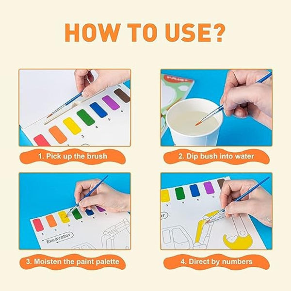 Water Colouring Book for Children Painting - YPLUS Watercolour Paint Set Paper for Kids, Magic Book Arts and Crafts Gift for Drawing - Dinosaur
