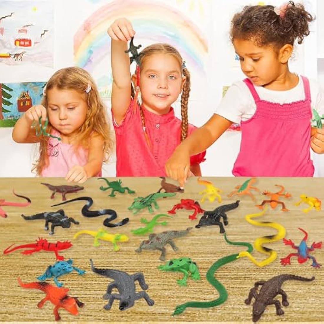 DOITEM 27Pcs Reptile Toys Realistic Figurines Model Animal Animal Figures Plastic Reptile Snake Lizards Frog Crocodile Toys Set Animals Toy for Kids Science Project Learning Educational Toy Gift