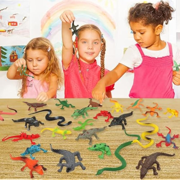 DOITEM 27Pcs Reptile Toys Realistic Figurines Model Animal Animal Figures Plastic Reptile Snake Lizards Frog Crocodile Toys Set Animals Toy for Kids Science Project Learning Educational Toy Gift