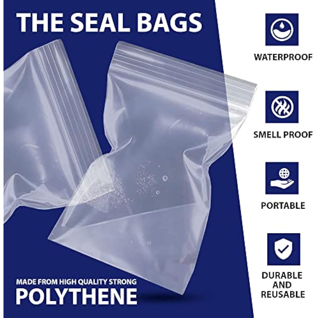 100 Grip Seal Bags 11" x 16" | Reusable Strong Zip Lock | Clear Resealable Plastic Bags | Polythene Packaging for Food Storage, Jewellery - by Sabco (11" x 16")