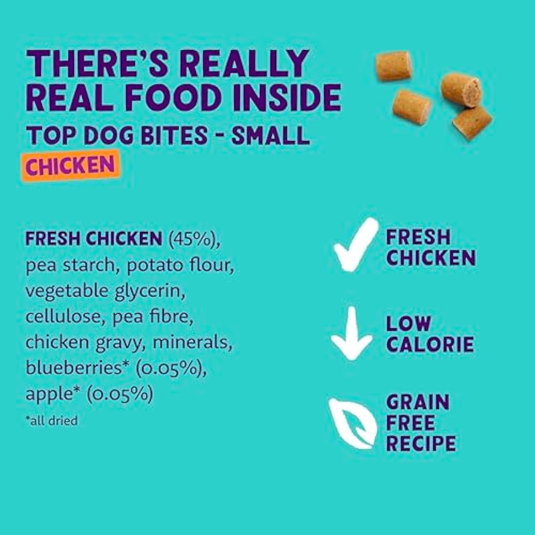 Edgard Cooper Natural Dog Treats - Chicken Top Dog Bites (Small) - (15 x 50g bag), Grain Free, High in Protein & fresh meat, full of essential amino acids for healthy insides