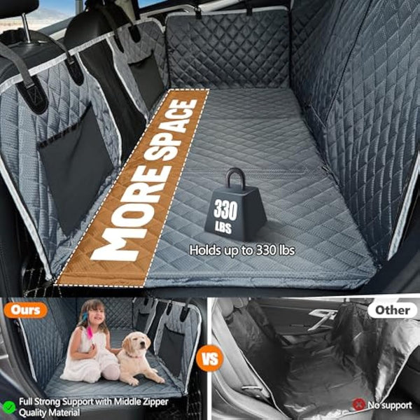 ANOSOSPECIAL Back Seat Extender,Dog Car Seat Cover,Waterproof Pet Hammock Travel Bed,Durable Camping Air Mattress,Non Inflatable Car Bed Mattress Easy Clean for SUV Truck (Grey)