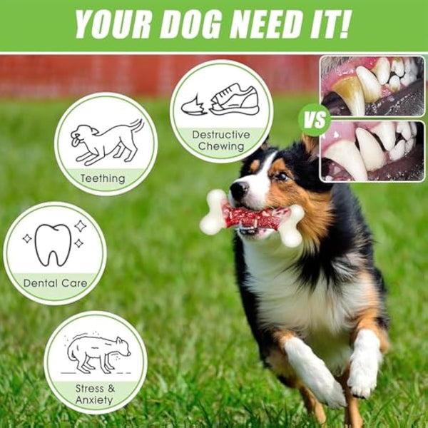 2TRUL Dog Toys for Aggressive Chewers, Indestructible Dog Toys for Large Dogs, Real Bacon Flavored, Dog Bones for Medium/Large Breed Dogs, Dog Chew Toys to Keep Them Busy