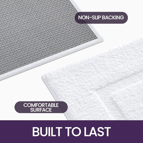 DEXI Bath Mat 60 x 110 cm, Absorbent Bathroom Mats with Non Slip Backing, Machine Washable Rug for Shower Floor, White
