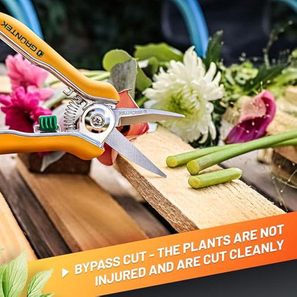 GRÜNTEK Colibri Flower Snips – 170 mm Bypass Pruner with Stainless Steel Blade | Soft-Touch Handle | Garden Trimmer Scissors for Plants & Flowers