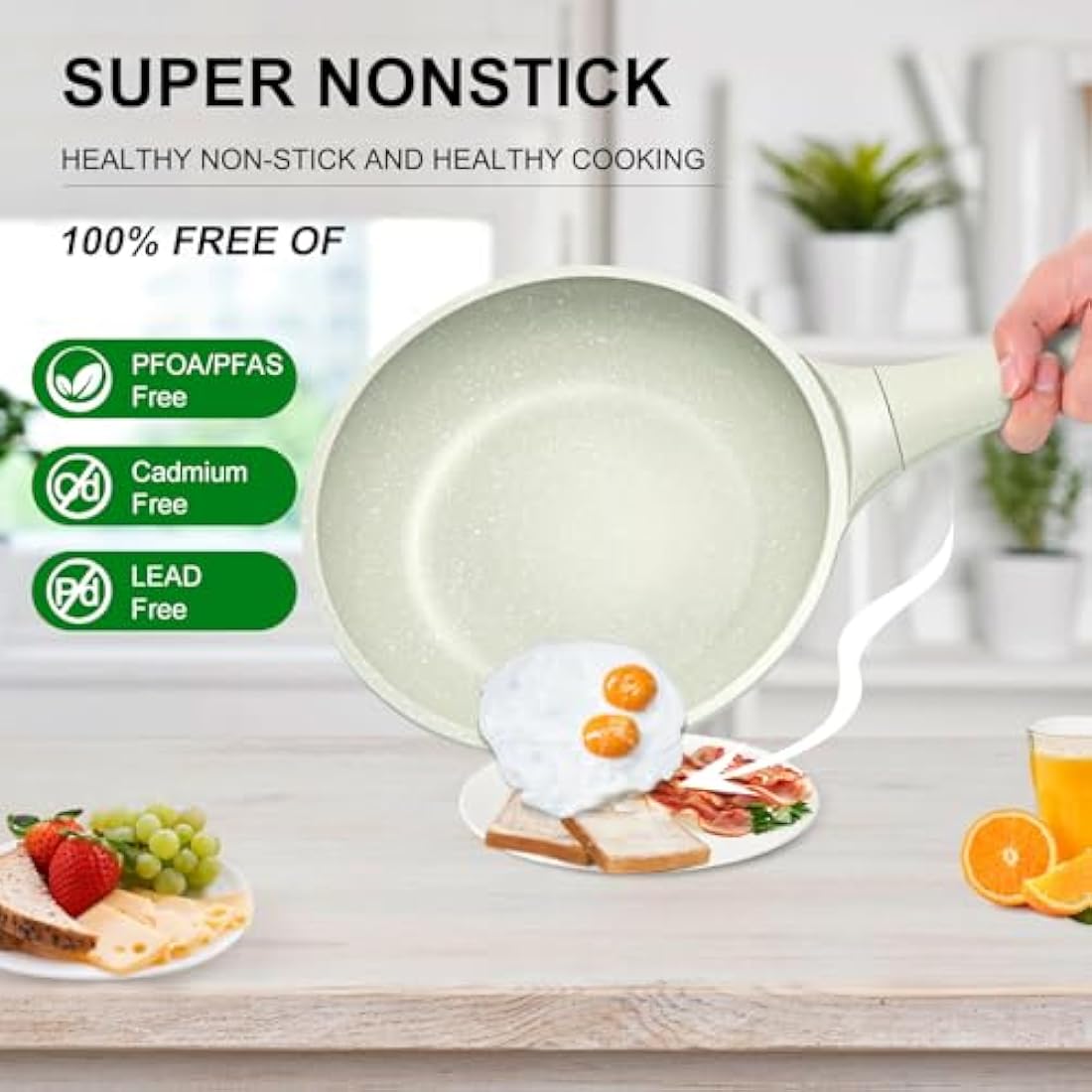 DYGG 20 cm Nonstick Frying Pan with Glass Lid, 100% PFOA/PFAS Free Granite Skillet | Ultra Nonstick Surface for Eggs & Omelettes | Induction Compatible All Stovetops | Oven Safe & Cool-Touch Handle