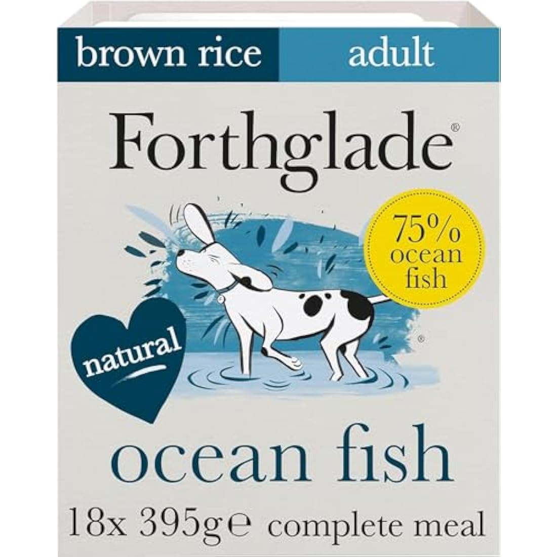 Forthglade Wet Dog Food (18 x 395g Trays) - Wholegrain & Hypoallergenic Dog Food, Ocean Fish with Vegetables and Brown Rice, Adult Stomach Sensitive Meals with Natural Ingredients